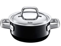 silit piano black lage kookpot met deksel 16 cm