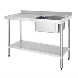 RVS spoeltafel enkele spoelbak afdruiprek links 120x60cm Lemgo